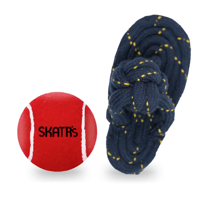 Skatrs Tennis Ball for Dogs and Sandal Shaped Durable Rope Chew Toy for Dogs & Cats Combo