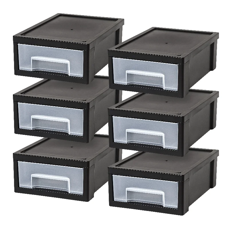 Small Desktop Stacking Drawer, 6 Pack, Black