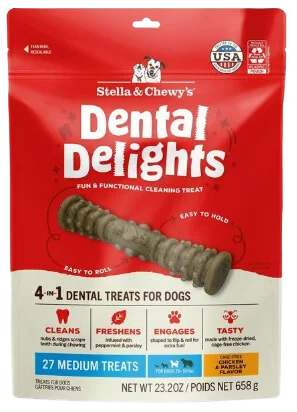 Stella & Chewy's Dental Delights Dog Treats - Medium (26-50 lbs) - 27ct / 23.2oz bag