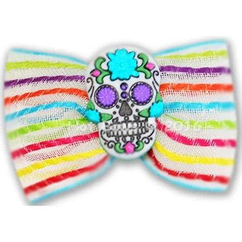 Sugar Skull Hair Bow - Purple