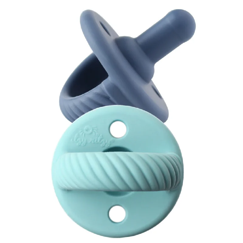 Sweetie Soother Pacifier Set - Robin's Egg Blue + Navy Cables