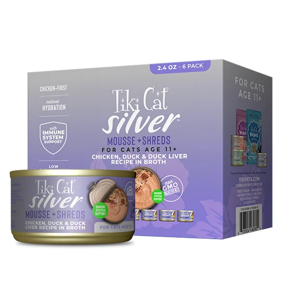 TIKI CAT Silver 11+ Chicken, Duck and Duck Liver in Broth, 63g (2.4oz)