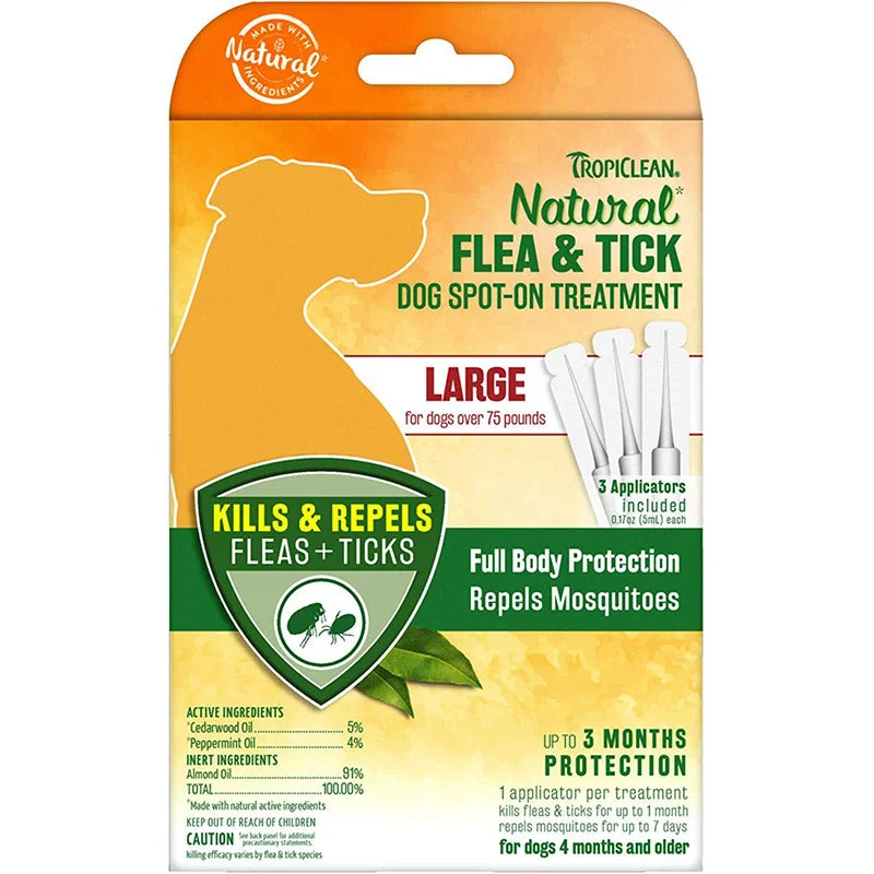 Tropiclean Natural Flea & Tick Dog Spot On Treatment over 35 Kg, Large, 3 Pack