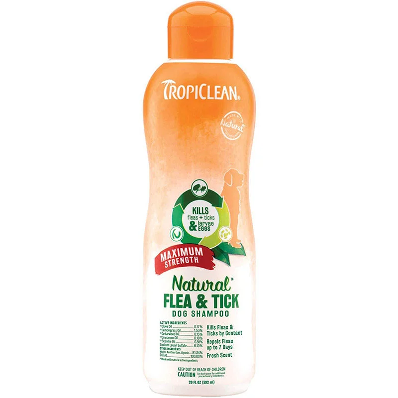 Tropiclean Natural Flea & Tick Shampoo Maximum Strength For Dogs