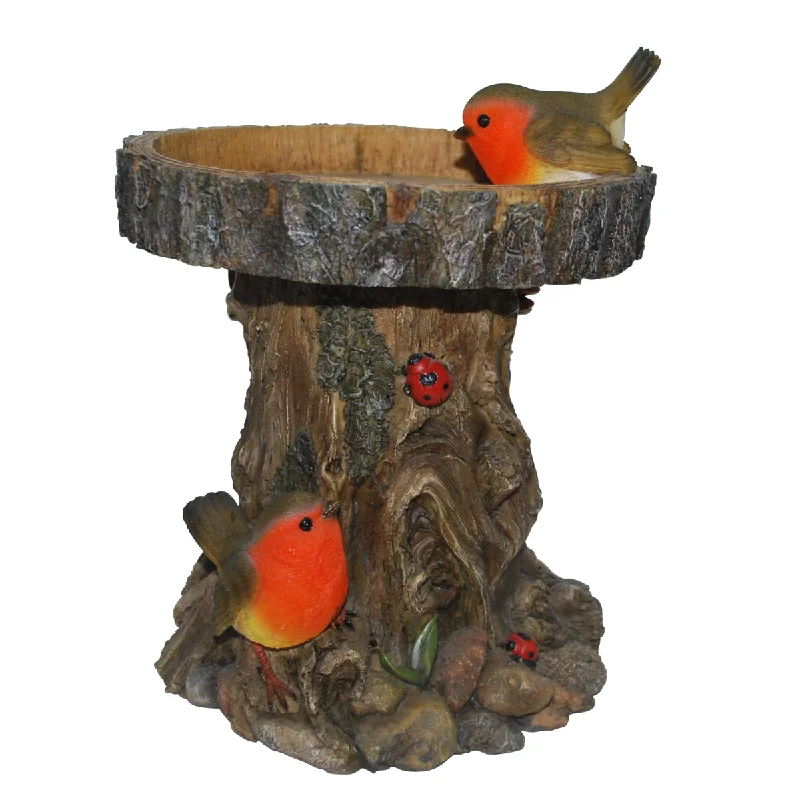 Vivid Arts Tree Trunk Bird Feeder With Robins