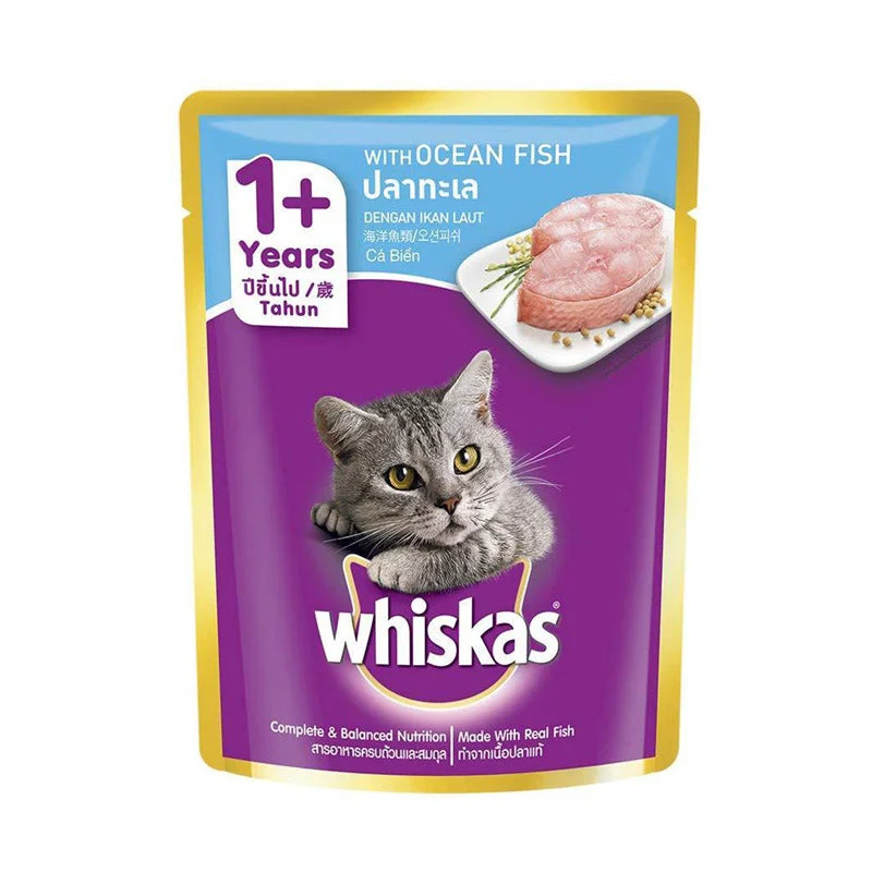 Whiskas Adult (1 Yrs +) Ocean Fish in Gravy, Wet Cat Food, 85 g (Pack of 24)