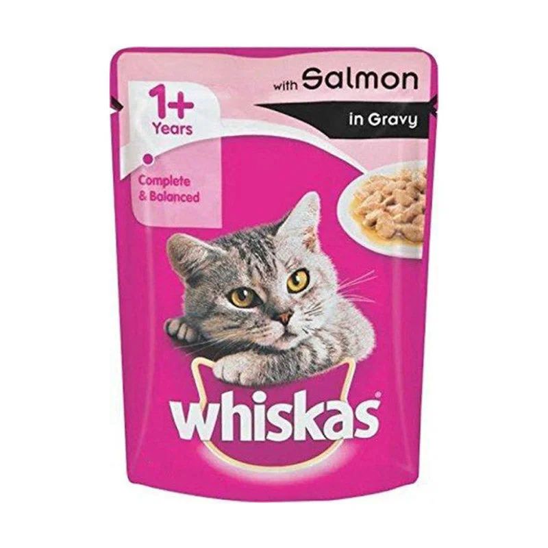 Whiskas Adult (1+Yrs) Salmon in Gravy, Wet Cat Food 85 g