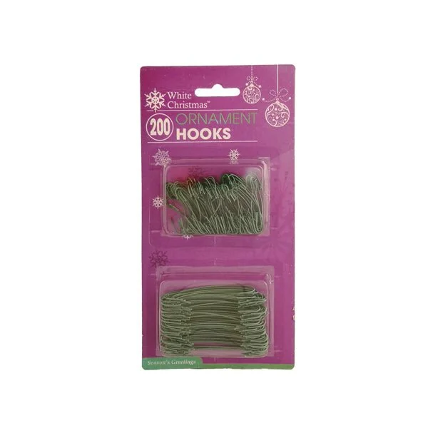 White Christmas Green Ornament Hooks