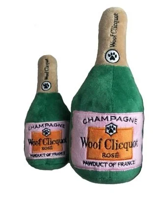 Woof Clicquot Rose' Champagne Bottle Plush Toy